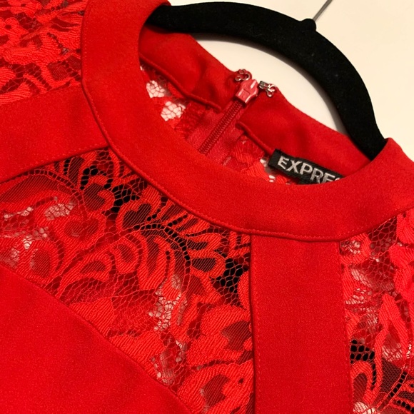 EXPRESS Little Red Dress Size 00 - Picture 2 of 11
